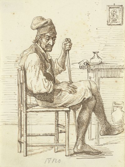 Viejo pescador italiano sentado en una habitación de Wilhelm Marstrand