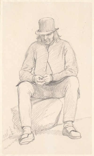 Viejo campesino sueco, sentado en una piedra de Wilhelm Marstrand