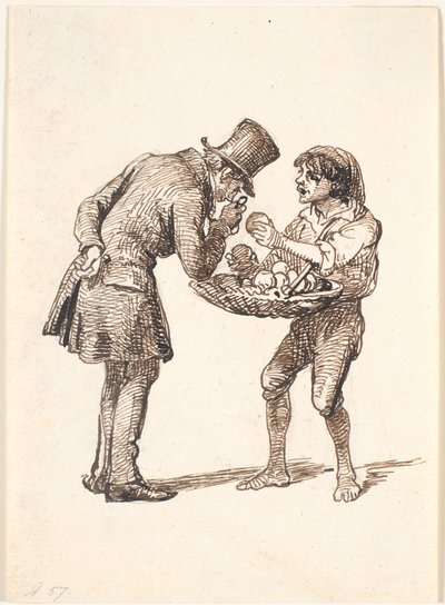 Vendedor de naranjas italiano y el cliente crítico de Wilhelm Marstrand
