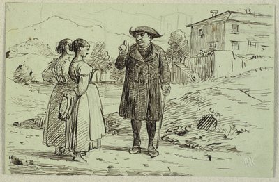 Escena italiana con dos mujeres y un padre de Wilhelm Marstrand