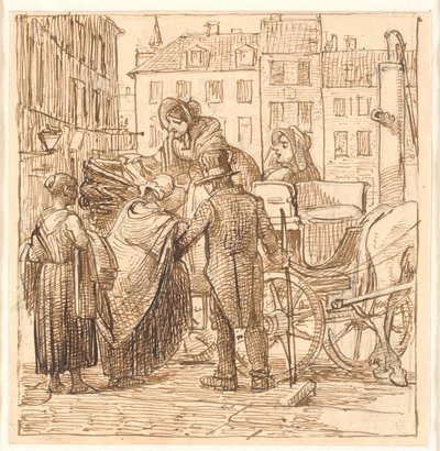 Madammerne sube al carruaje en Hanserplads de Wilhelm Marstrand