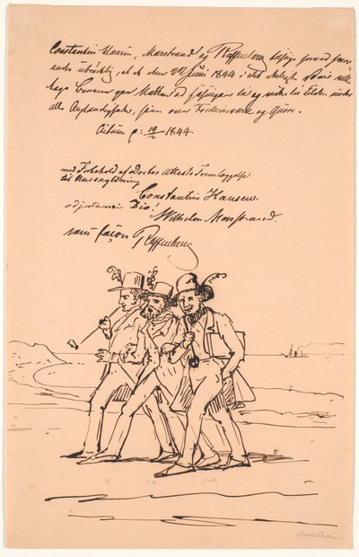 Marstrand, Constantin Hansen y Raffenberg de excursión de Wilhelm Marstrand