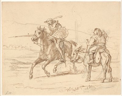 Mens Sancho observa, Don Quijote ataca de Wilhelm Marstrand