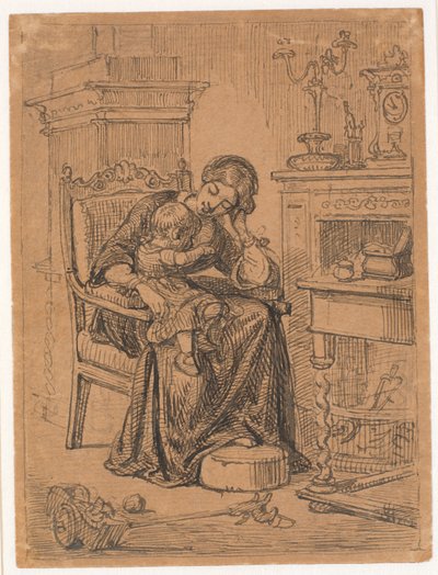 Madre e hijo. Interior de Wilhelm Marstrand