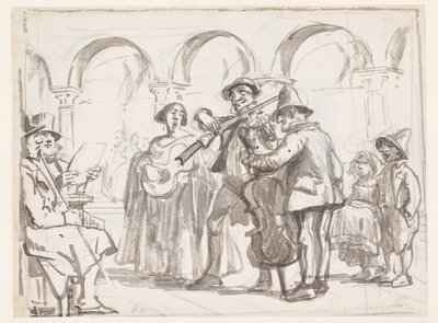 El músico en la Plaza de San Marcos, Venecia de Wilhelm Marstrand