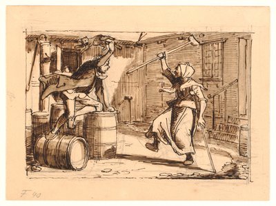 Peder Paars libro 2, canto 3. La lucha de Jens Bloks y madre Gunhild de Wilhelm Marstrand