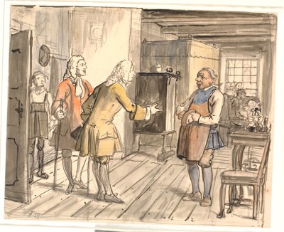 Visita de felicitación de los concejales. (El político calderero) de Wilhelm Marstrand