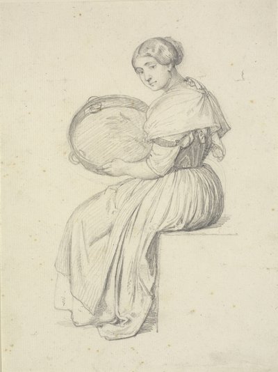 Mujer sentada con pandereta de Wilhelm Marstrand