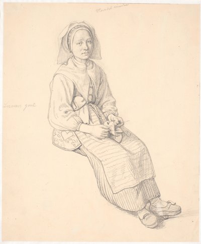 Mujer sueca sentada con tejido de Wilhelm Marstrand