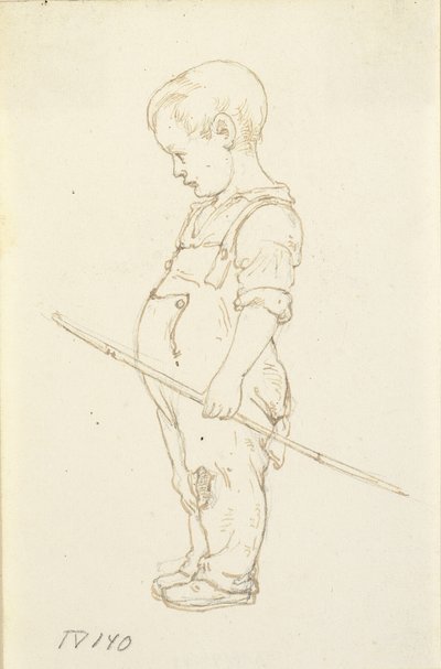 Niño pequeño de pie con un palo en la mano de Wilhelm Marstrand