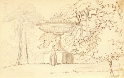 Jardín del sur con una dama junto a una fuente colosal de Wilhelm Marstrand