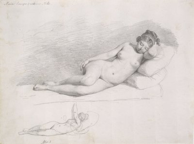 Dos estudios de modelo femenina acostada de Wilhelm Marstrand