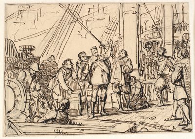 Boceto para la pintura en la capilla de Chr. 4 en Roskilde "Chr. 4 en la Trinidad" de Wilhelm Marstrand