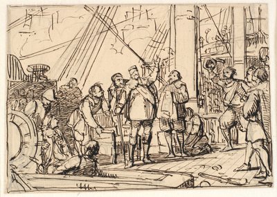 Boceto para la pintura en la capilla de Chr. 4 en Roskilde "Chr. 4 en la Trinidad" de Wilhelm Marstrand