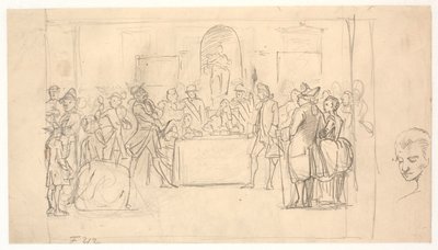 Borrador para la escena final de El naufragio feliz de Wilhelm Marstrand