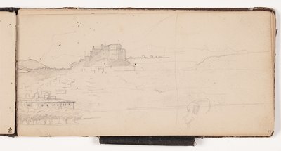 Vista hacia una ciudad en un paisaje montañoso italiano de Wilhelm Marstrand