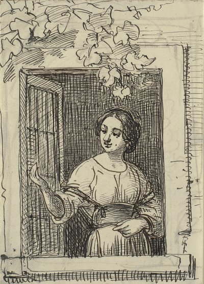 Joven chica en una ventana de Wilhelm Marstrand