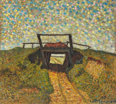 Paisaje con un pequeño puente cerca de Soest, 1910 de Wilhelm Morgner