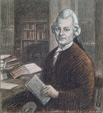 Retrato de Gotthold Ephraim Lessing (1729-81), ilustración de la revista "Simplicissimus". de Wilhelm Schulz