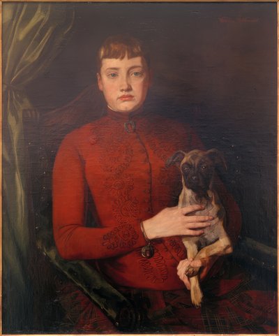 Dama con perrito de Wilhelm Trübner