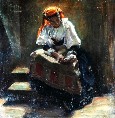 Niña con un Libro, c.1900 de Wilhelm Wachtel