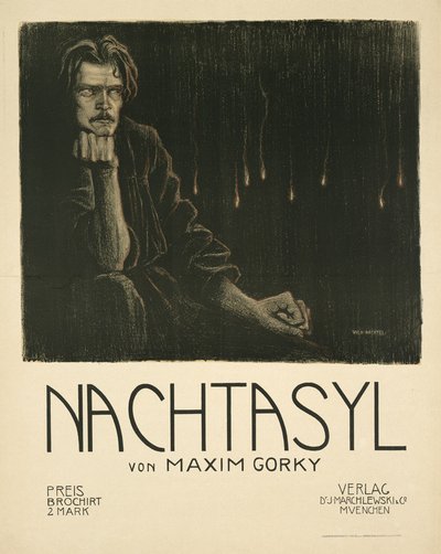 Póster para la obra de teatro Los Bajos Fondos de M. Gorky de Wilhelm Wachtel