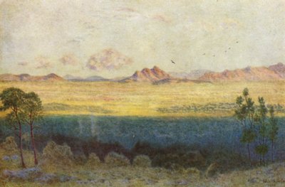 La sombra azul, vista desde el monumento a Rodas (litografía en color) de Wilhelm Westhofen