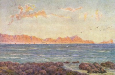 La parte sur de False Bay, con el cabo Hangclip (litografía en color) de Wilhelm Westhofen