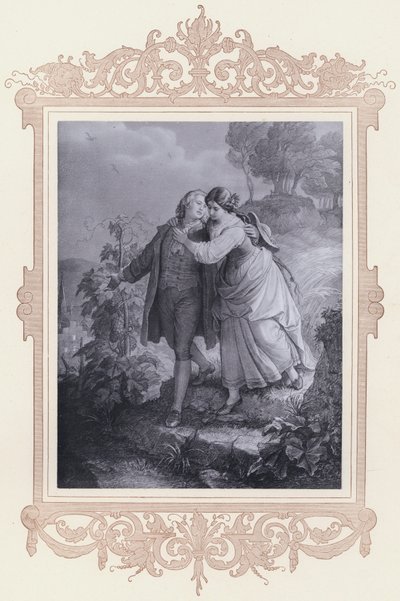 Hermann y Dorothea (litografía) de Wilhelm von (after) Kaulbach