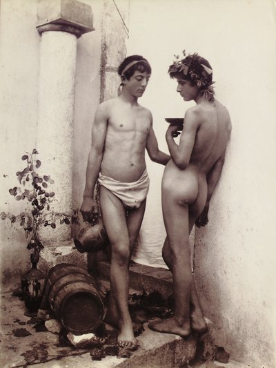 Dos jóvenes en pose clásica de Baron Wilhelm von Gloeden