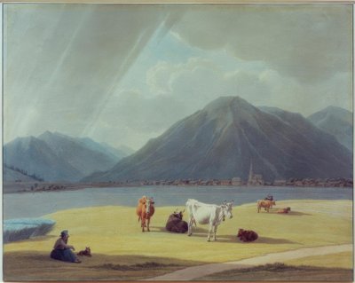 Campesina con ganado frente a Rottach-Egern de Wilhelm von Kobell