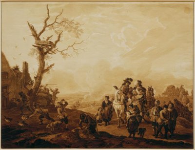 Saqueo de un pueblo por soldados de Wilhelm von Kobell
