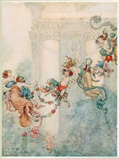 Puck: Ella nunca tuvo un cambio tan dulce, de Sueño de una noche de verano, pub. 1914 de Wiliam Heath Robinson