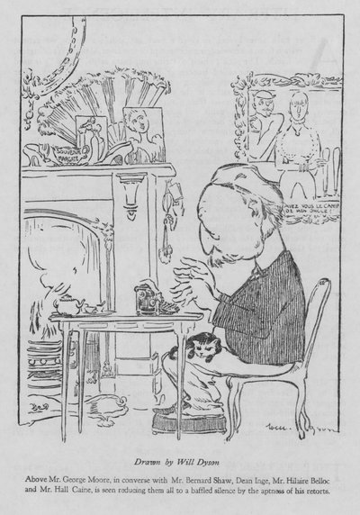 George Moore, autor irlandés, trabajando en su máquina de escribir de Will Dyson