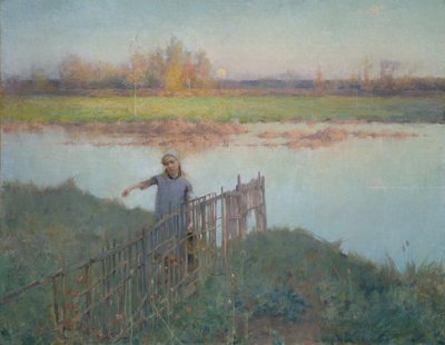 Puesta de sol en Grez de Willard Leroy Metcalf