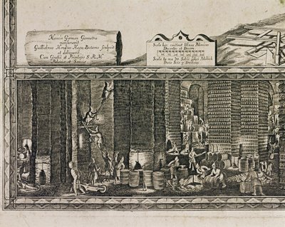 Las salinas de Wieliczka, cerca de Cracovia, producían aproximadamente un tercio de los ingresos de los reyes polacos ... (grabado) de Willem (c.1597-1660) Hondius