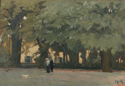 Una pareja en una plaza de Willem Adriaan van Konijnenburg