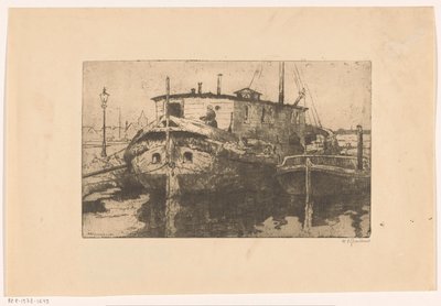 Laakhaven en La Haya de Willem Adrianus Grondhout (signed by artist)