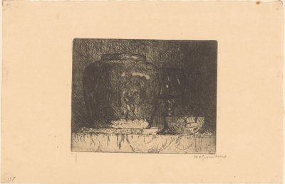 Bodegón con tarro de jengibre, copa de vino y cuenco de Willem Adrianus Grondhout (signed by artist)