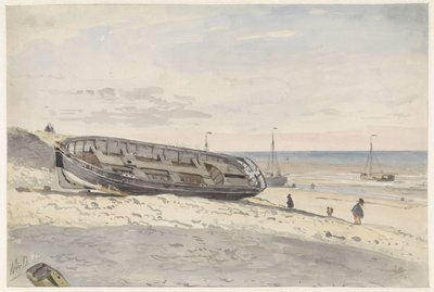 Barcazas en la playa de Willem Anthonie van Deventer