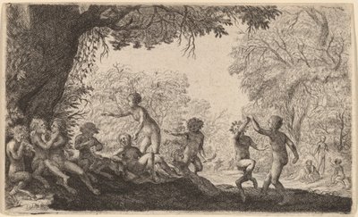 Bacanal con una pareja bailando a la derecha de Willem Basse
