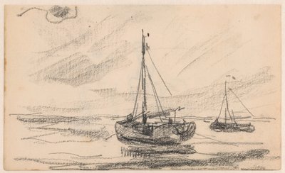 Dos barcos de pesca en el mar de Willem Bastiaan Tholen