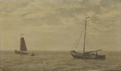 Paisaje marino con barcos de pesca de Willem Bastiaan Tholen
