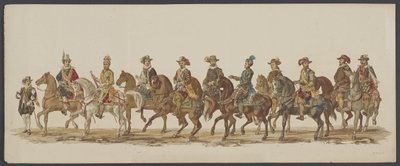 Desfile de Delft de 1862, cuarto grupo Cuarto Lustrum de la Real Academia de Delft - Ao. 1862 - Optogt disfrazado (título de serie en objeto) de Willem Bernardus IJzerdraat