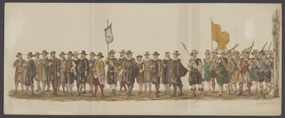 Desfile de Delft de 1862, séptimo y octavo grupo Cuarto Lustrum de la Real Academia de Delft - Ao. 1862 - Optogt disfrazado (título de serie en objeto) de Willem Bernardus IJzerdraat
