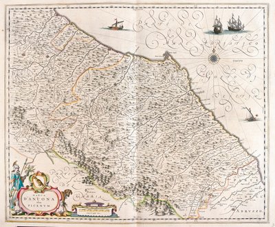 Ancona, Marcas, Italia, en "Theatrum Orbis Terrarum, sive Atlas Novus" de Willem Blaeu, Ámsterdam. de Willem Blaeu
