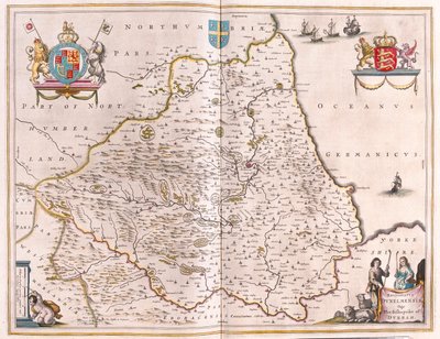 Bishoprike de Durham, en "Theatrum Orbis Terrarum, sive Atlas Novus" de Willem Blaeu, Amsterdam de Willem Blaeu