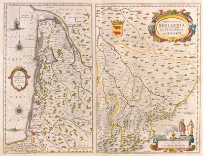 Bordelais-Pays du Médoc - Born- Aquitaine- Costa Oeste de Francia, en "Theatrum Orbis Terrarum, sive Atlas Novus" de Willem Blaeu, Amsterdam. de Willem Blaeu