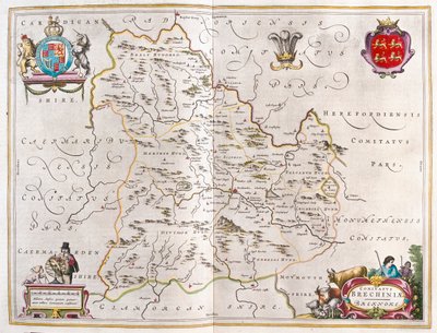Breknoke, Gales, en "Theatrum Orbis Terrarum, sive Atlas Novus" de Willem Blaeu, Amsterdam de Willem Blaeu