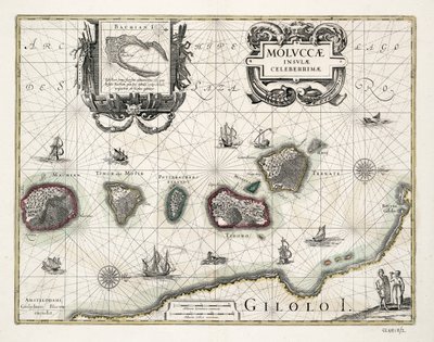 Mapa de las Molucas, Indonesia de Willem Blaeu